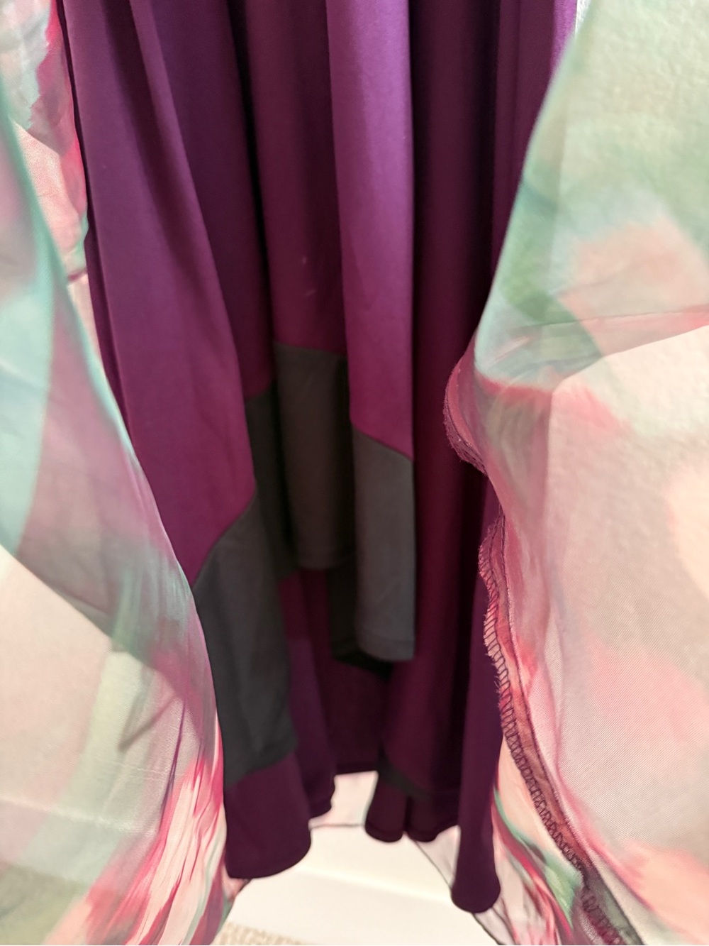 R&M Richards Plum Floral Halter Tie High-Low Organza Feel Maxi Dress - Picture 10 of 16